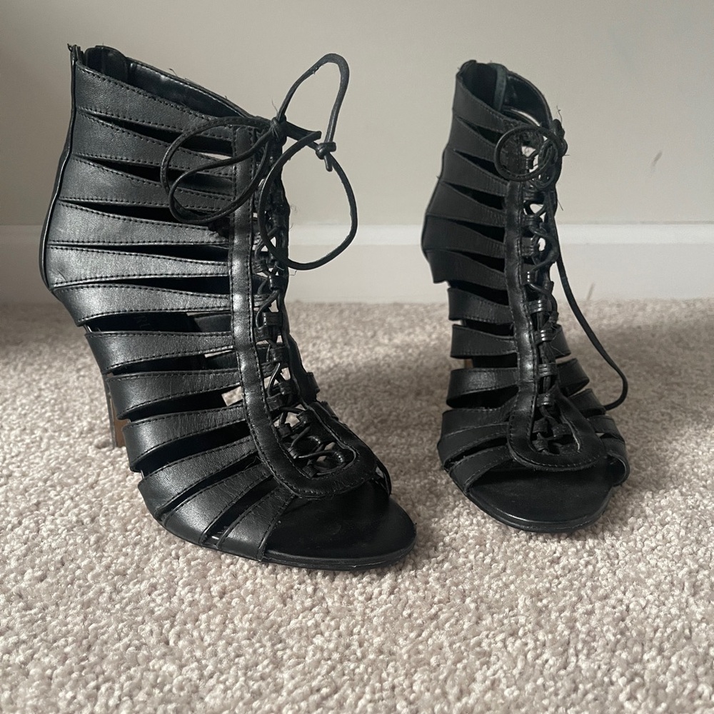 Ivanka Trump Black Strappy Heels